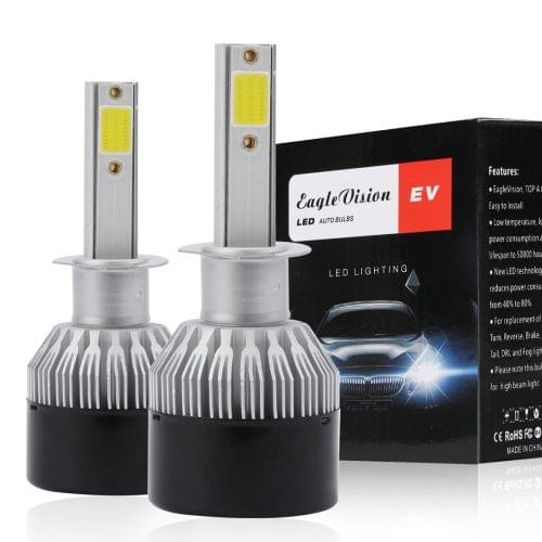 EV9 2 PCS H1 18W 2000LM 6000K Xenon White IP65 DOB LED Headlight Bulbs High Beam Conversion Kit DC 9-30V