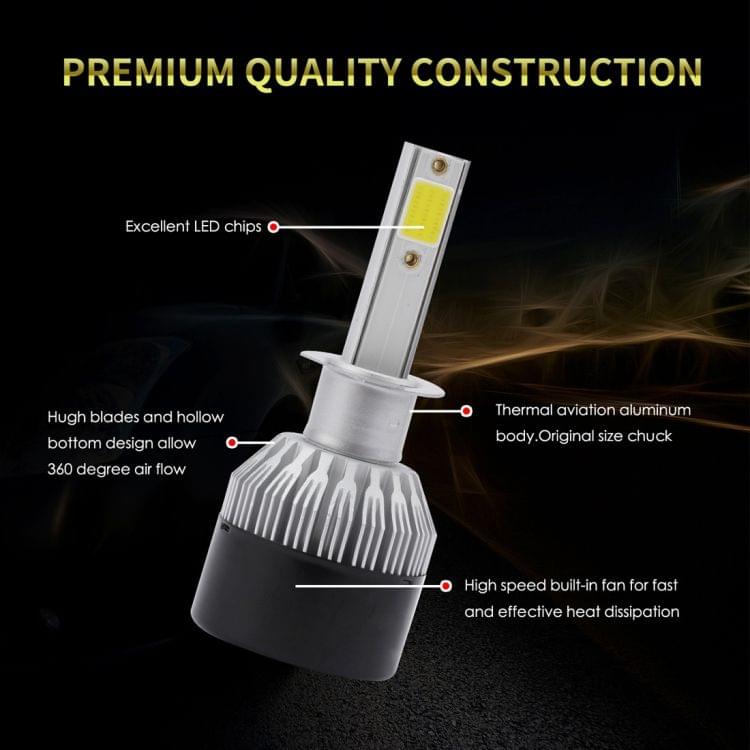 EV9 2 PCS H1 18W 2000LM 6000K Xenon White IP65 DOB LED Headlight Bulbs High Beam Conversion Kit DC 9-30V