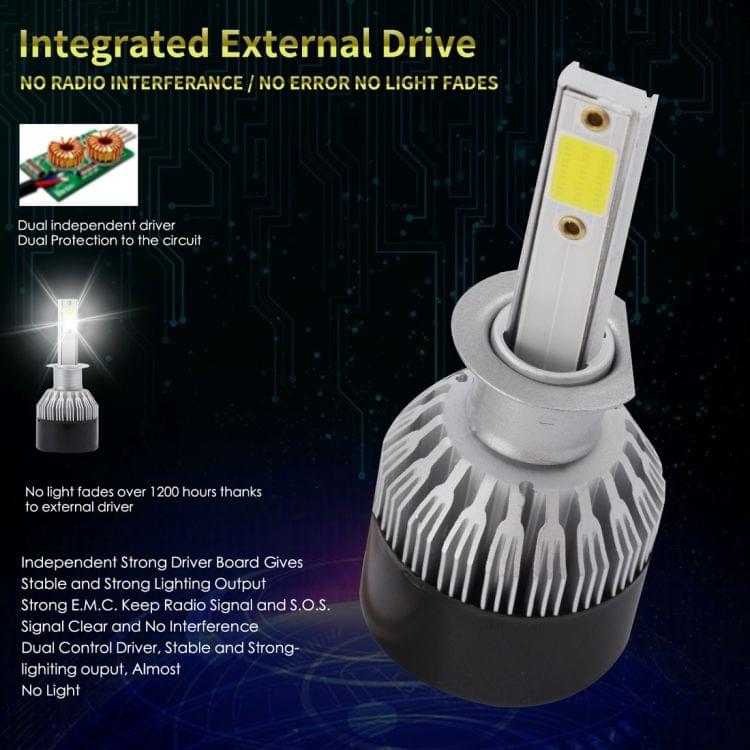 EV9 2 PCS H1 18W 2000LM 6000K Xenon White IP65 DOB LED Headlight Bulbs High Beam Conversion Kit DC 9-30V