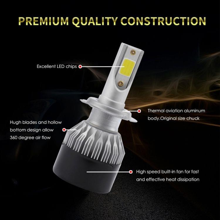 EV9 2 PCS H7 18W 2000LM 6000K Xenon White IP65 DOB LED Headlight Bulbs High Beam Conversion Kit DC 9-30V