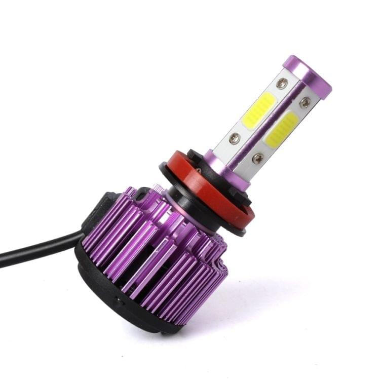 2 PCS X6 H8/H11 36W 3600LM 6500K 4 COB LED Car Headlight Lamps DC 9-32V White Light(Purple)