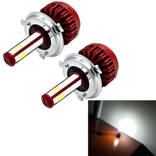 2 PCS R7 H4/HB2/9003  40W 4000 LM 6000K IP65 Car LED Headlight Kit with 4 COB Lamps , DC 9-36V(White Light)