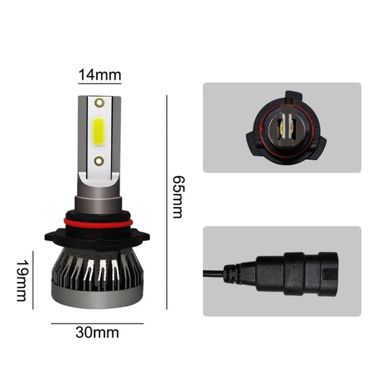 2 PCS 9006 / HB4 18W 3000LM 6000K IP68 Mini LED Headlight Bulbs High Beam Conversion Kit DC 9-36V(Cool White)