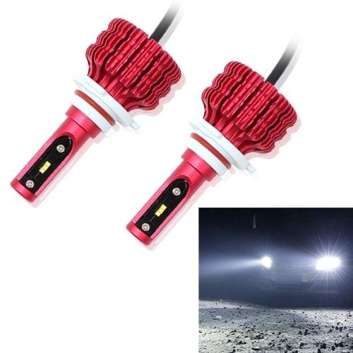 2 PCS X9 9005 18W 1800LM 6000K White Light 6 JES2016 LED Car Headlight Lamps, Red Shell, DC 10-30V