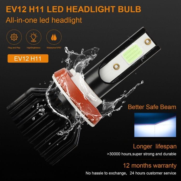 2 PCS EV12 H11 DC9-32V / 14W / 1400LM IP67 Car LED Headlight Lamps (Ice Blue Light)