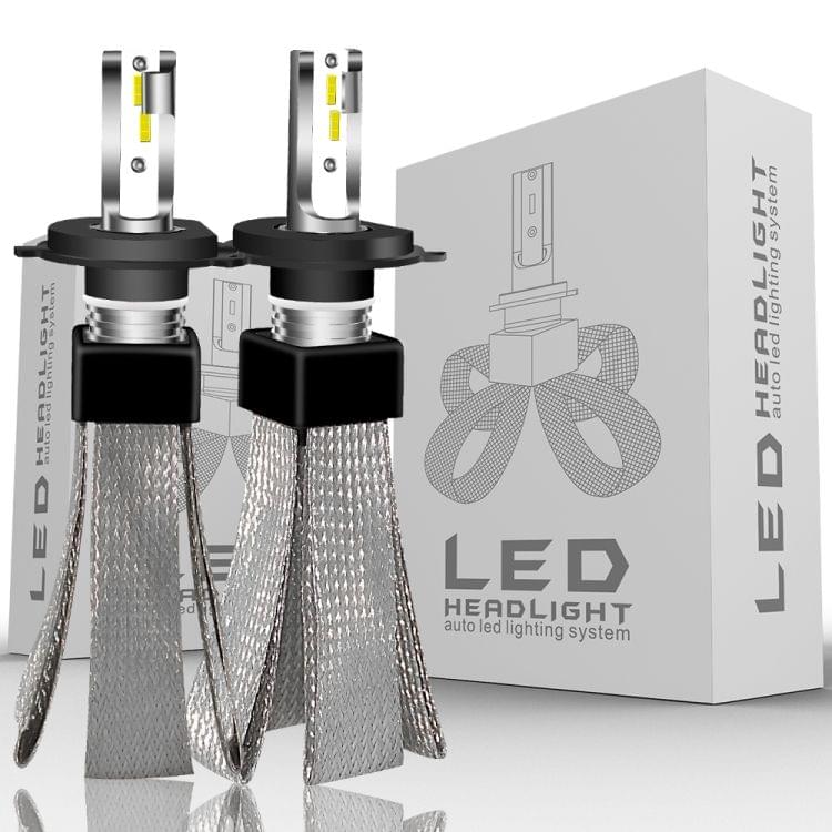 2 PCS H4 30W 4000LM 6000K Pure White Hi/Lo Beams CSP LED Headlight Bulbs Conversion Kit, DC 9-36V