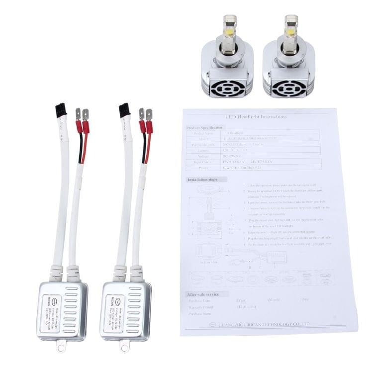 2 PCS H3 40W 4800 LM 6000K Warm White Light + Gold Light + Super White Light Constant Current Car Auto LED Headlight with 4 Bridgelux LED Lamps, DC 9-16V