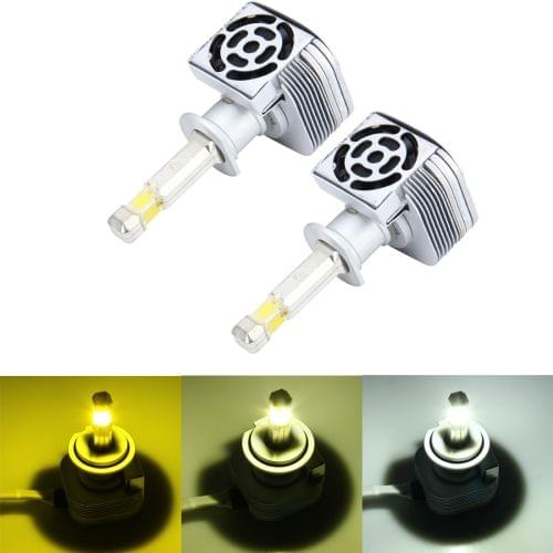 2 PCS H3 40W 4800 LM 6000K Warm White Light + Gold Light + Super White Light Constant Current Car Auto LED Headlight with 4 Bridgelux LED Lamps, DC 9-16V