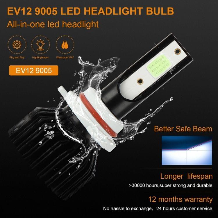 2 PCS EV12 9005 DC9-32V / 14W / 1400LM IP67 Car LED Headlight Lamps(Ice Blue Light)