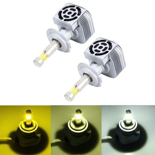 2 PCS H7 40W 4800 LM 6000K Warm White Light + Gold Light + Super White Light Constant Current Car Auto LED Headlight with 4 Bridgelux LED Lamps, DC 9-16V