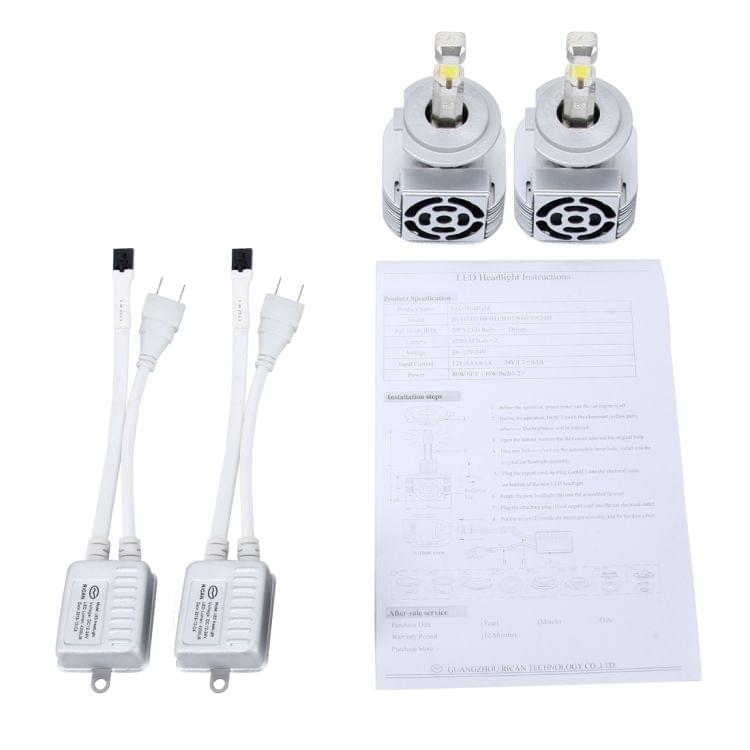 2 PCS H7 40W 4800 LM 6000K Warm White Light + Gold Light + Super White Light Constant Current Car Auto LED Headlight with 4 Bridgelux LED Lamps, DC 9-16V