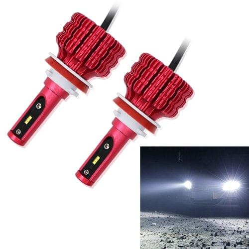 2 PCS X9 H11 18W 1800LM 6000K White Light 6 JES2016 LED Car Headlight Lamps, Red Shell, DC 10-30V