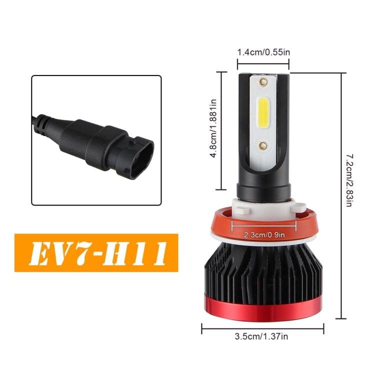 2 PCS EV7 H8 / H9 / H11 DC 9-32V 36W 3000LM 6000K IP67 LED Car Headlight Lamps, with Mini LED Driver and Cable (White Light)