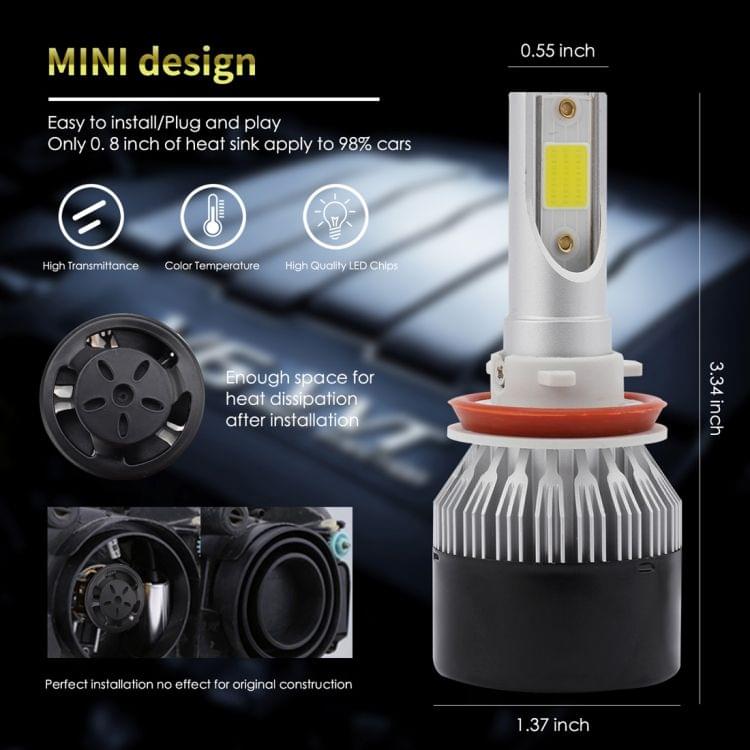 EV9 2 PCS H8 / H9 / H11 18W 2000LM 6000K Xenon White IP65 DOB LED Headlight Bulbs High Beam Conversion Kit DC 9-30V