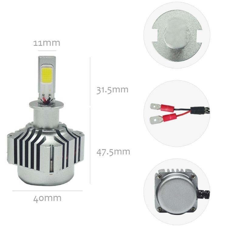 2 PCS WEIYAO V8 H3 36W 4800LM 6000K White Light Car 2 COB LEDs Headlight Kit, DC 12-24V