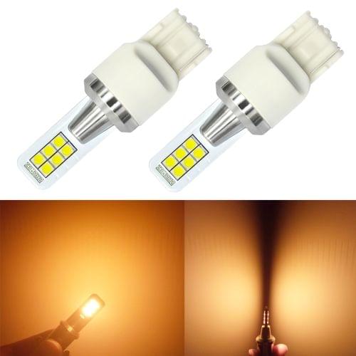 2 PCS T20 / 7440 12W 330LM Car Auto Turn Light Reversing Lights 12LEDs SMD-3030 Lamps, DC 12V-24V(Yellow Light)