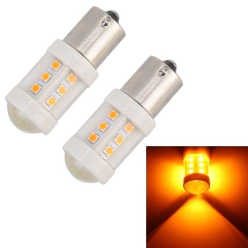 2 PCS 1156 / BA15S 4.5W DC 12V Car Auto Ceramics Turn Lights 18LEDs SMD-3030 Lamps, with Projector Lens (Orange Light)