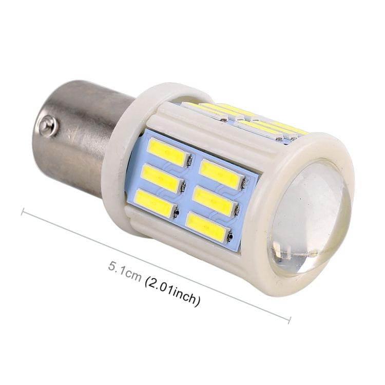 2 PCS 1156 / BA15S 4.5W DC 12V 6000K 290LM Car Auto Ceramics Turn Lights / Reversing Light 27LEDs SMD-7020 Lamps, with Projector Lens (White Light)