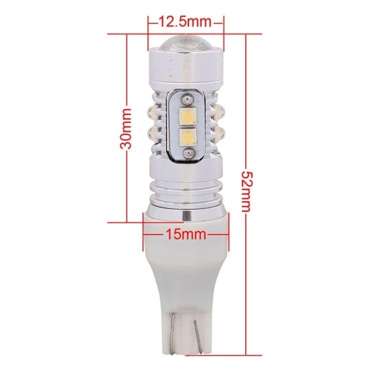 T15 50W 600LM White Light 10 SMD-2828-LEDs Car Fog Light Backup Light Bulb, Constant Current, DC 12-24V