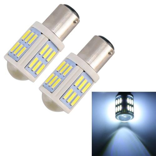 2 PCS 1157 / BAY15D 4.5W DC 12V 6000K 290LM Car Auto Ceramics Brake Light 27LEDs SMD-7020 Lamps, with Projector Lens(White Light)