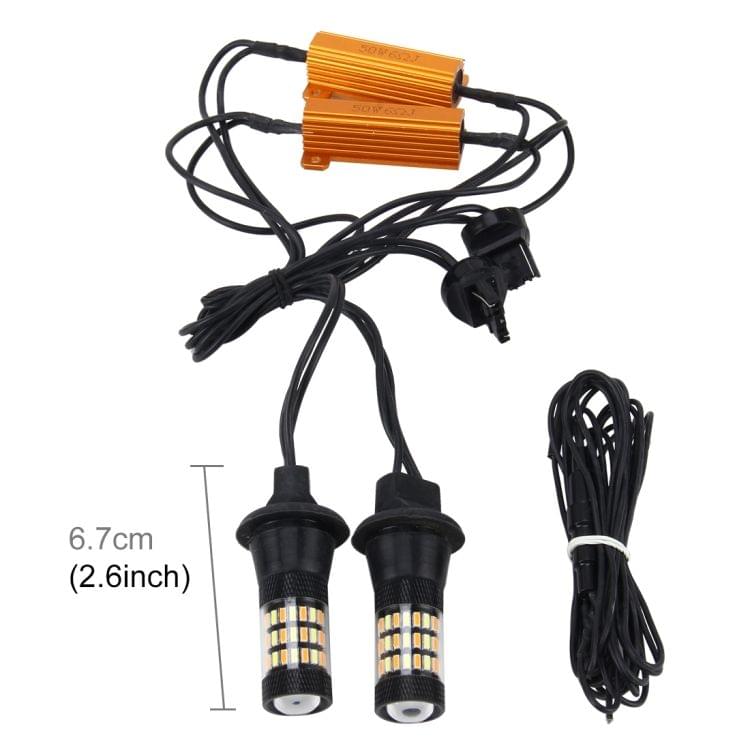 2 PCS 7440 5W 450LM 60LEDs DC 12V SMD-4014 Car Auto Brake Light Turn Signal Lights Car Source Set(White Light+Yellow Light), Cable Length: 40cm