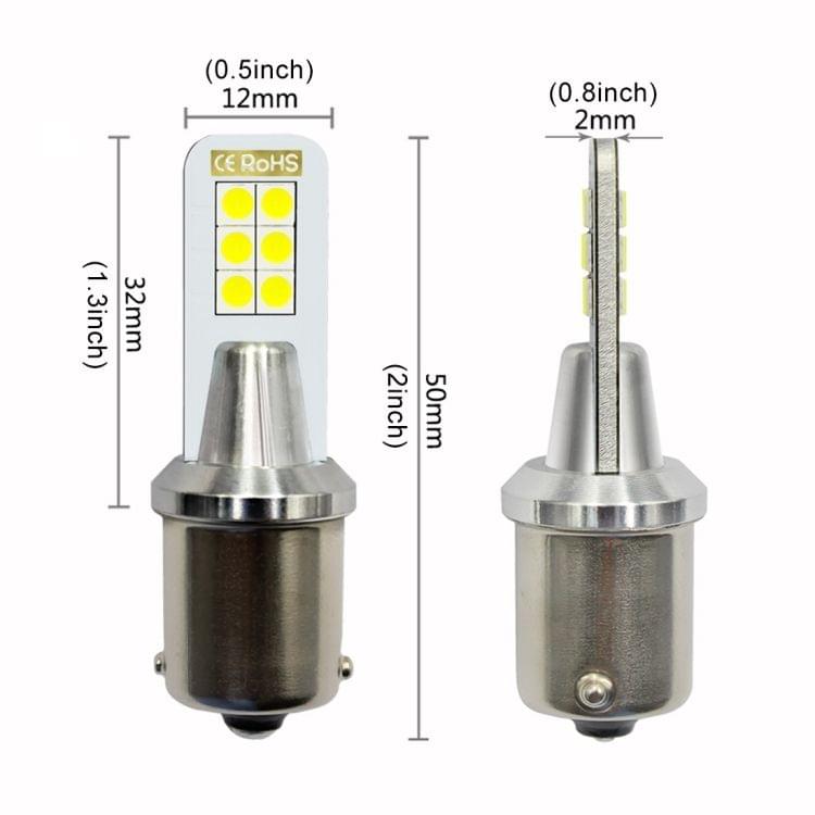 2 PCS 1156 / BA15S 12W 330LM Car Auto Turn Light Reversing Lights 12LEDs SMD-3030 Lamps, DC 12V-24V(White Light)