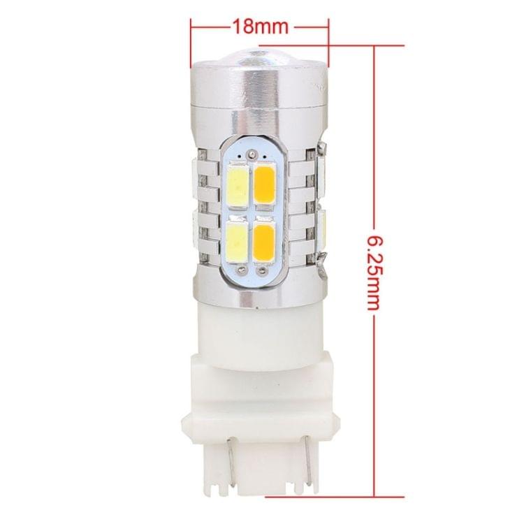 2PCS T25 10W 700LM Yellow + White Light Dual Wires 20-LED SMD 5630 Car Brake Light Lamp Bulb, Constant Current, DC 12-24V