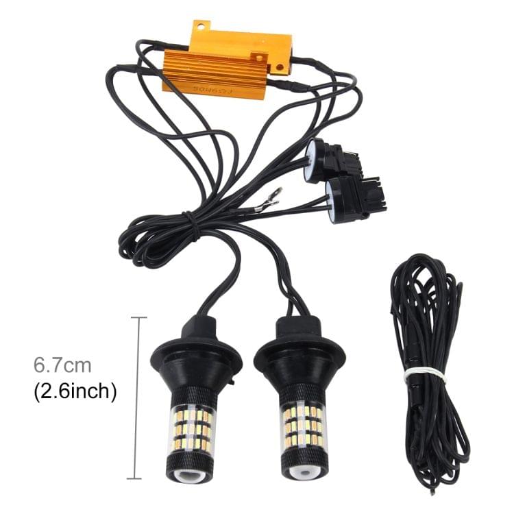 2 PCS 3156 5W 450LM 60LEDs DC 12V SMD-4014 Car Auto Brake Light Turn Signal Lights Car Source Set(White Light+Yellow Light), Cable Length: 40cm