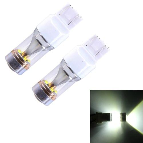 2 PCS T20/7443 350 LM 6000K Dual Wires 30W White Light 6 LED CREE Canbus Car Brake Light Bulb, DC 12V