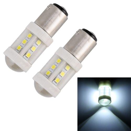 2 PCS 1157 / BAY15D 4.5W DC 12V 6000K 360LM Car Auto Ceramics Brake Lights 18LEDs SMD-3030 Lamps, with Projector Lens (White Light)