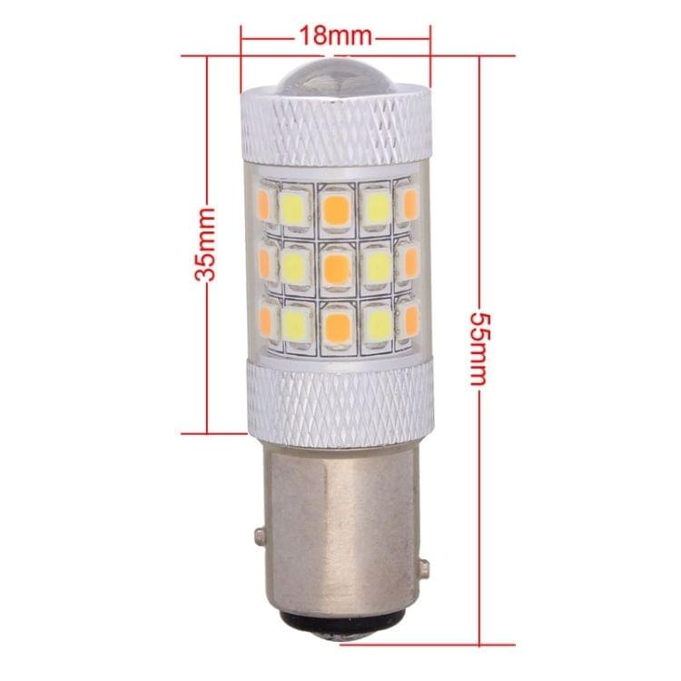 1157/BAY15D 8W 420LM White + Yellow Light 42 LED 2835 SMD Car Brake Light Steering Light Bulb, DC 12V