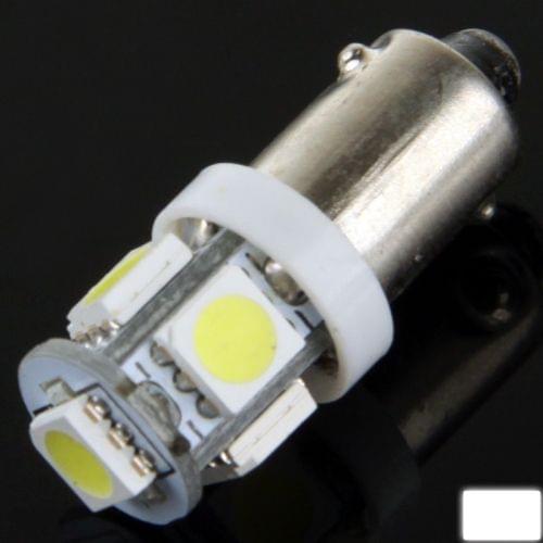 BA9S White 5 LED Car Signal Light Bulb (Pair)(White Light)