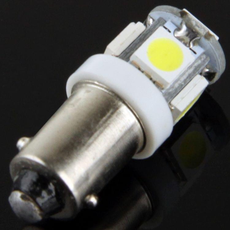 BA9S White 5 LED Car Signal Light Bulb (Pair)(White Light)