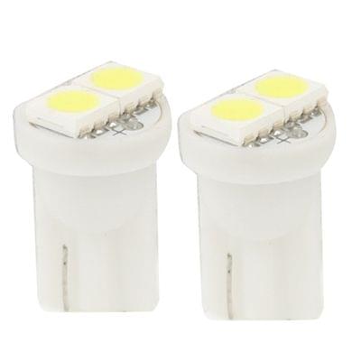 T10 White 2 LED 5050 SMD Car Signal Light Bulb (Pair)