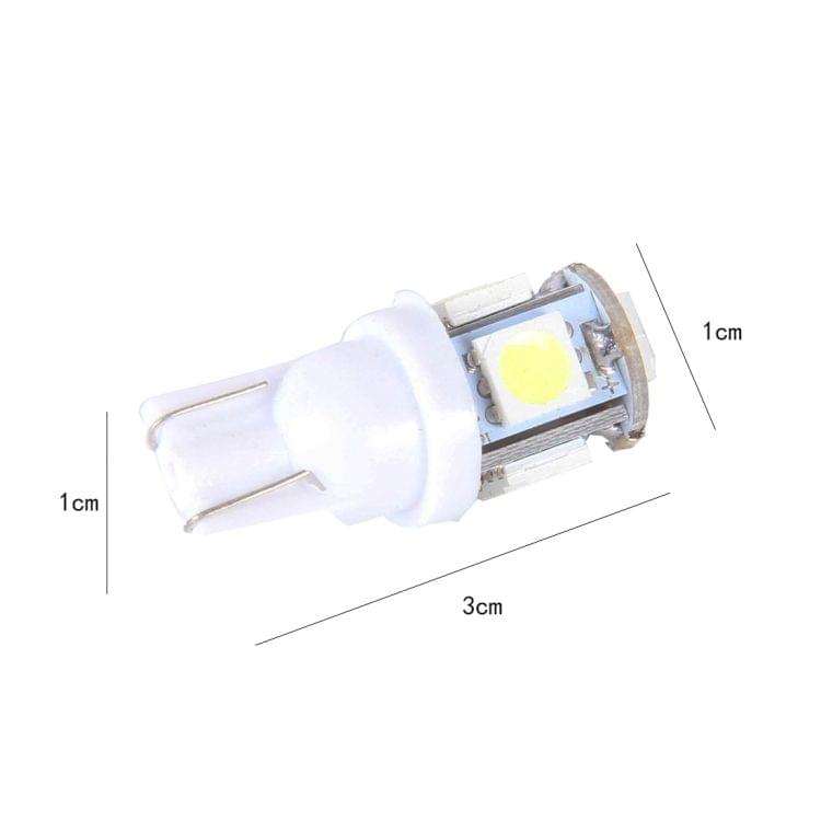 10PCS T10 3W 5500K SMD 5630 5 LED Car Clearance Lights Lamp, DC 12V(White Light)