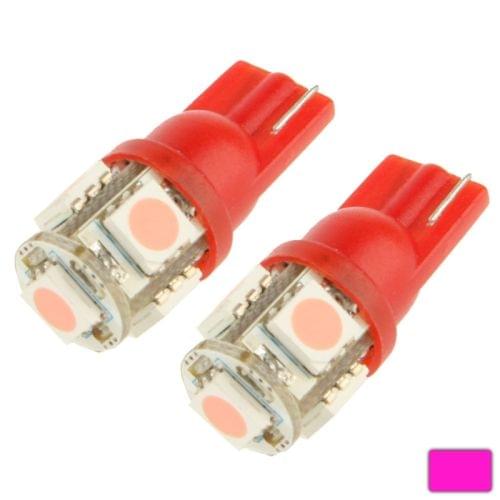 T10 Pink 5 LED 5050 SMD Car Signal Light Bulb (Pair)