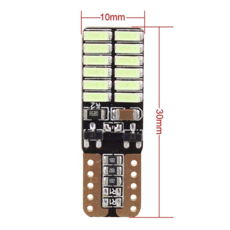 2 PCS T10 4.8W 720LM Ice Blue Light 24 SMD 4014 LED Error-Free Canbus Car Clearance Lights Lamp, DC 12V
