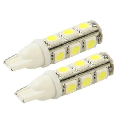 T10 White 13 LED 5050 SMD Car Signal Light Bulb (Pair)