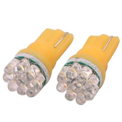 T10 9 LED Warm White Vehicle Car Signal Light Bulb (Pair)(Yellow)