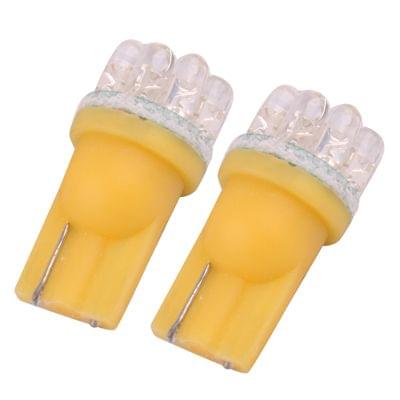 T10 9 LED Warm White Vehicle Car Signal Light Bulb (Pair)(Yellow)