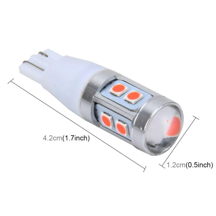 2 PCS T15 3W 240LM Car Clearance Lights Car Marker Light with 10 SMD-3030-LED Lamps, DC 12V(Red Light)