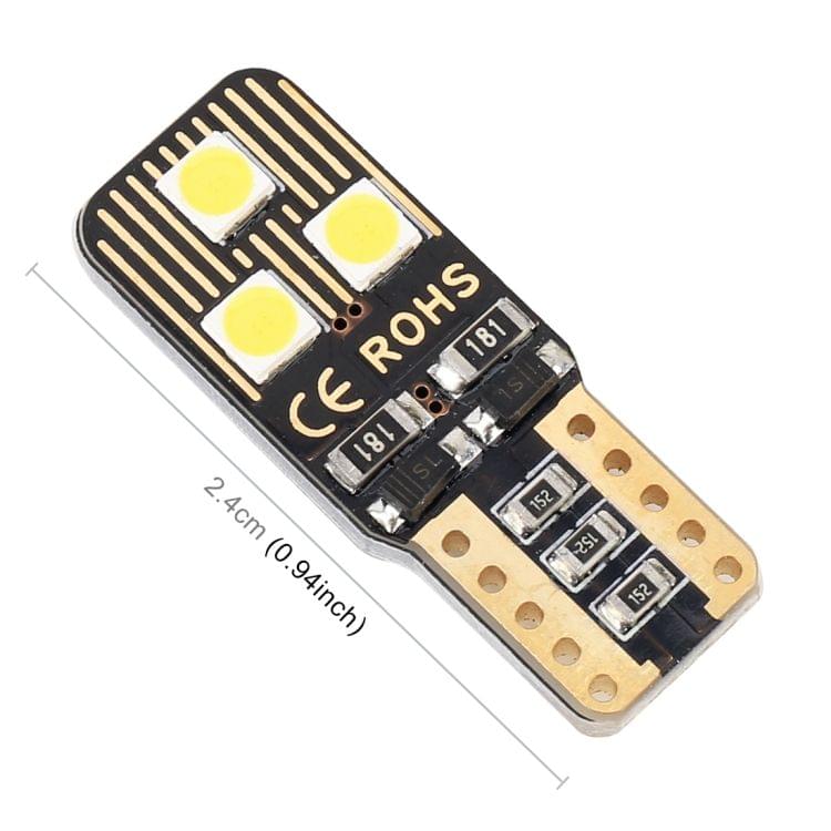 2 PCS T10 / W5W / 168 / 194 DC12V / 1.6W / 6000K / 110LM 6LEDs SMD-3030 Car Clearance Light, with Decoder (White Light)