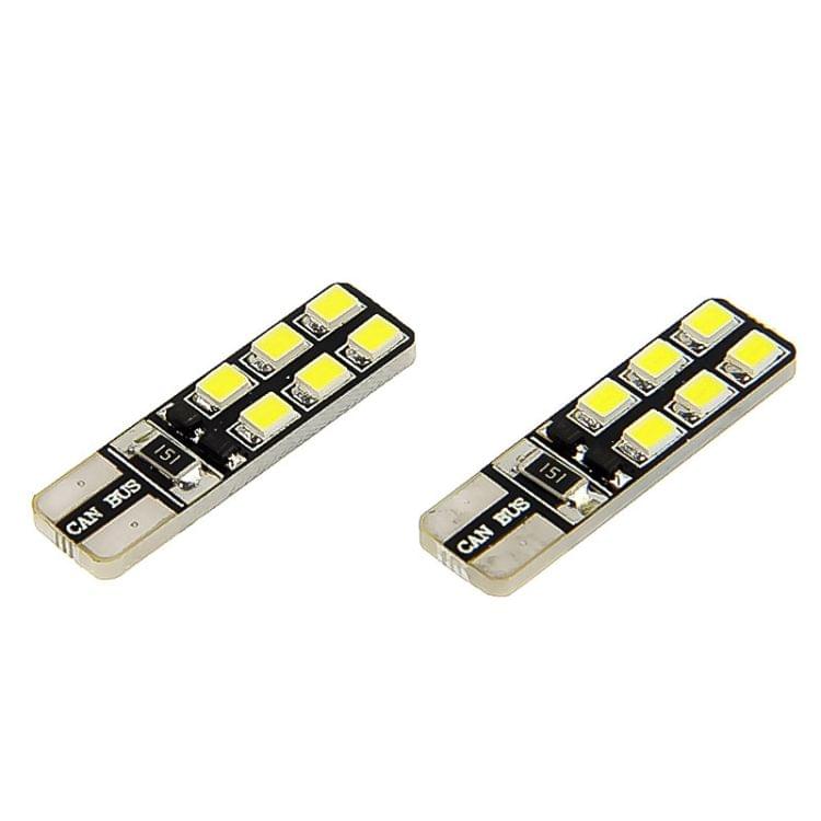 1 Pair T10 White 12 LED 2835 SMD CANBUS Car Signal Light Bulb