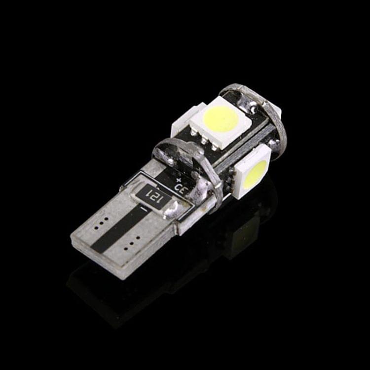 1 Pair T10 White Light 5 LED 5050 SMD CANBUS Car Signal Light Bulb(Black)