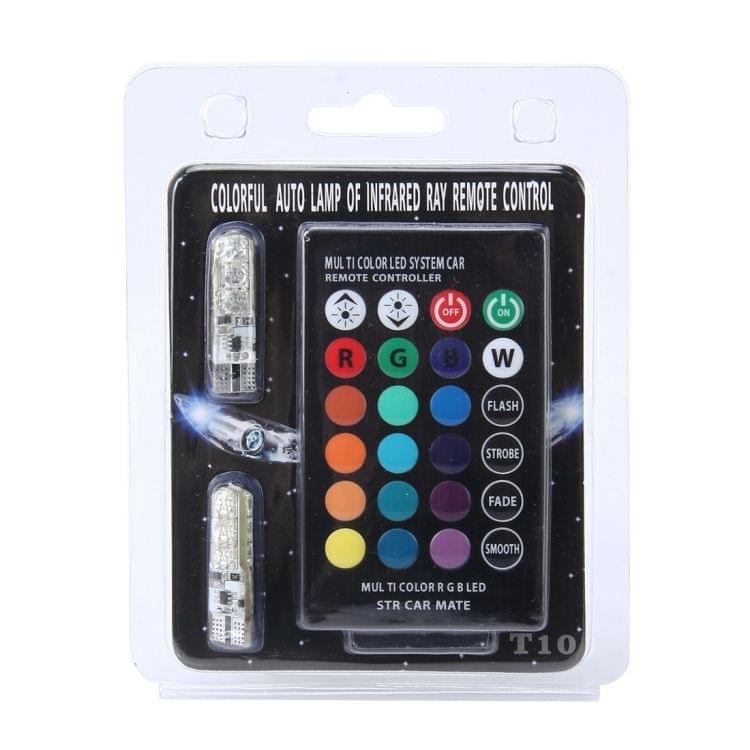 2 PCS T10 2W Auto Flash Strobe Fade Smooth Remote Controlled Colorful LED Clearance Decorative Light, DC 12V