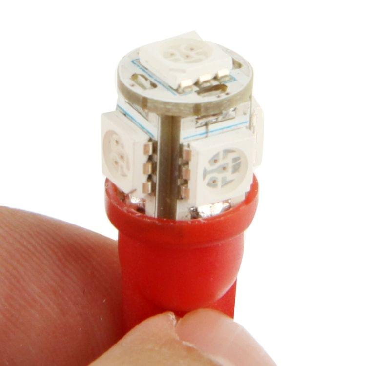 T10 Red 5 LED 5050 SMD Car Signal Light Bulb (Pair)(Red)