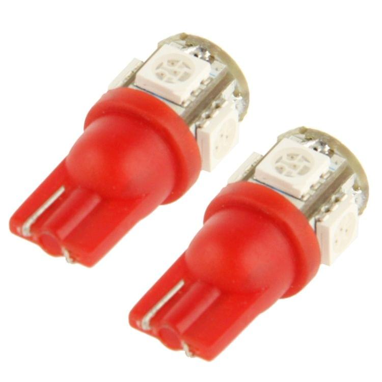 T10 Red 5 LED 5050 SMD Car Signal Light Bulb (Pair)(Red)