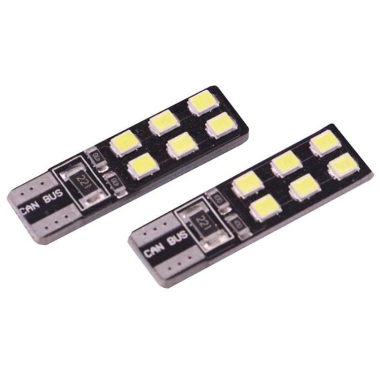 2 PCS T10 2.5W 90LM White Light 12 LED 2835 SMD CANBUS Car Signal Light Bulb