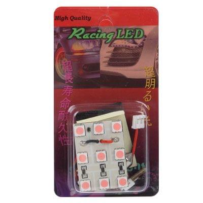 Pink 9 LED Car Interior Lamp with T10 Dome + BA9S Festoon Adapter