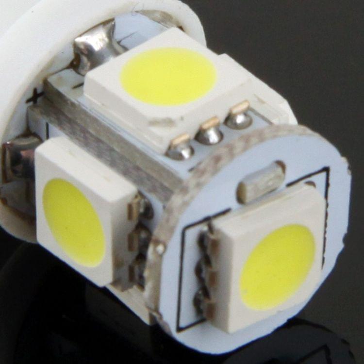 T10 5 LED Super White Vehicle Car Signal Light Bulb (Pair)(White)